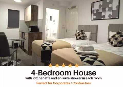  En-suite 4 bedrooms for 8  Netflix  Parking 