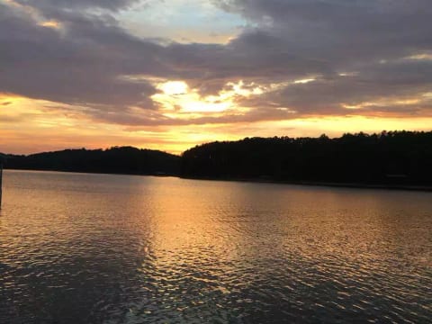 Gorgeous sunset view from the dock and lower deck.