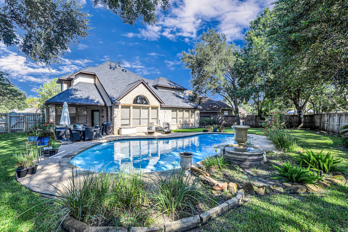 Relax in your private backyard oasis with a sparkling pool.