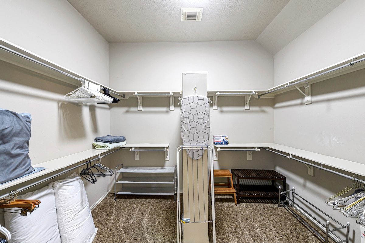 Large walk-in closet to keep your belongings organized and out of sight.