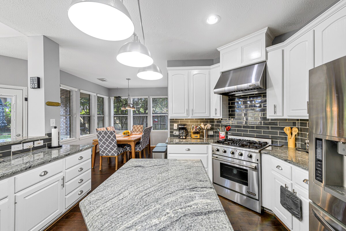 Fully stocked with modern appliances — perfect for family meals.