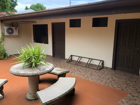 Outside patio and parking