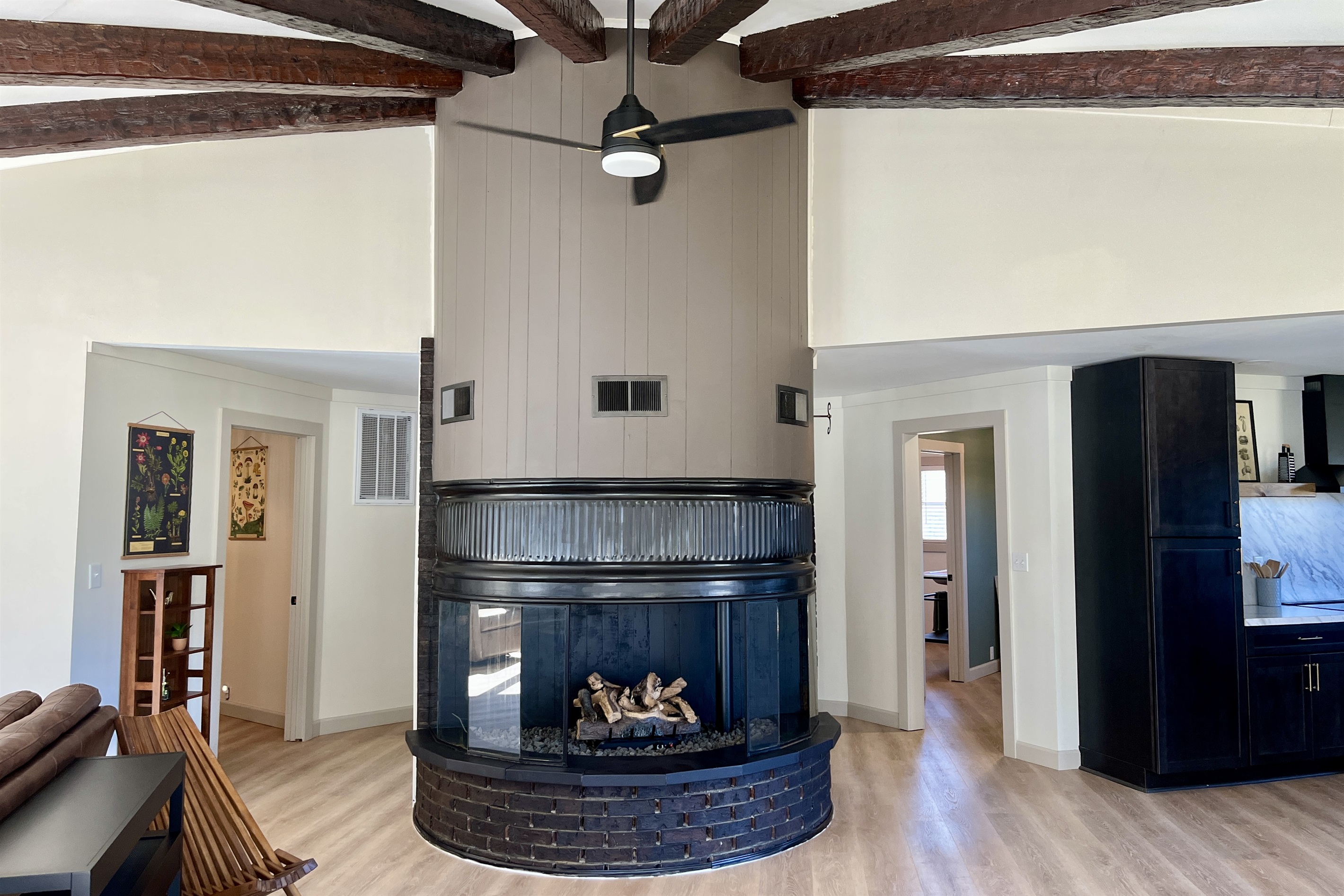 Beautiful working fireplace that demands attention