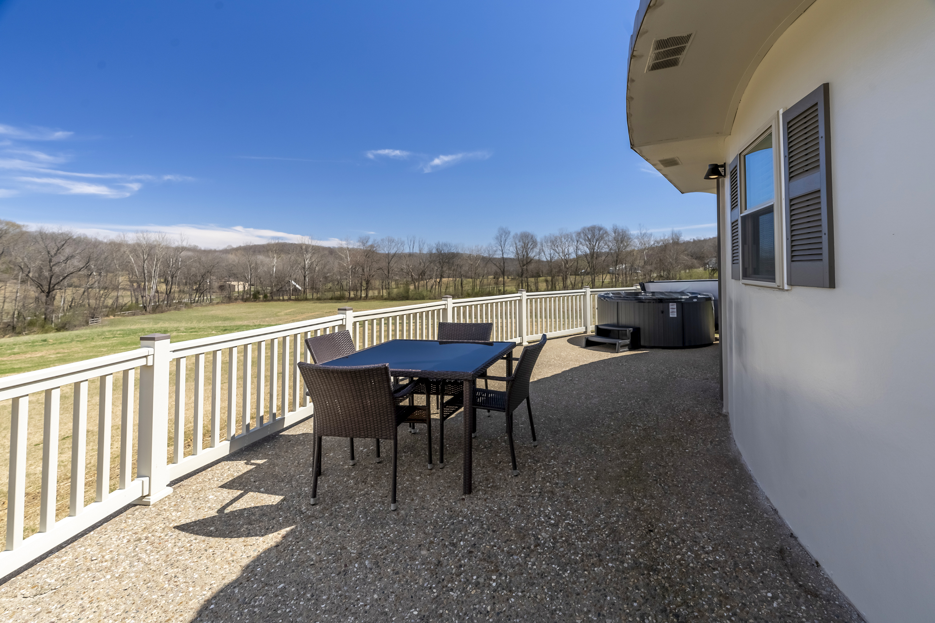 Outdoor seating by hot tub