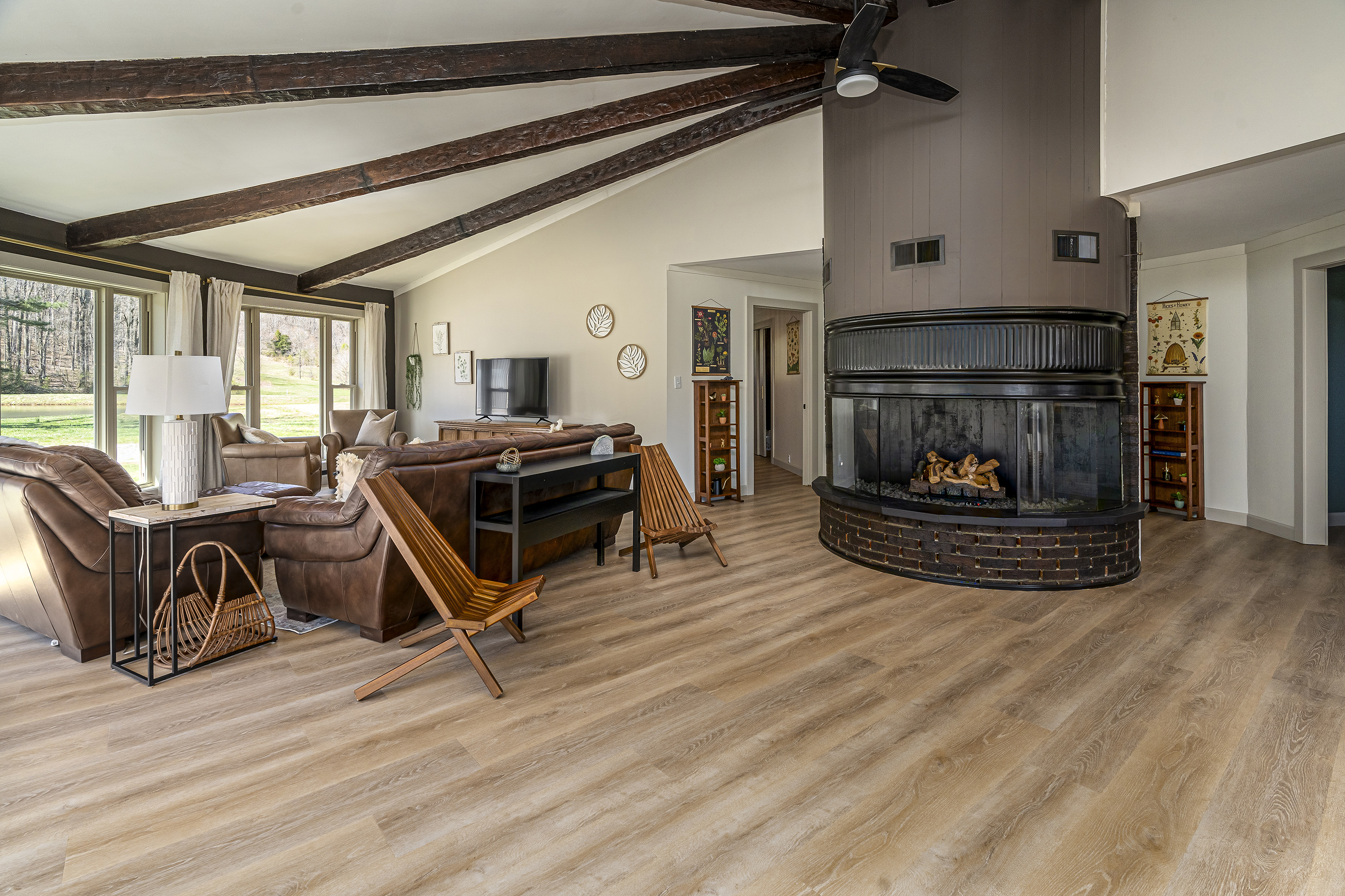 The fireplace is the center point of the Round House