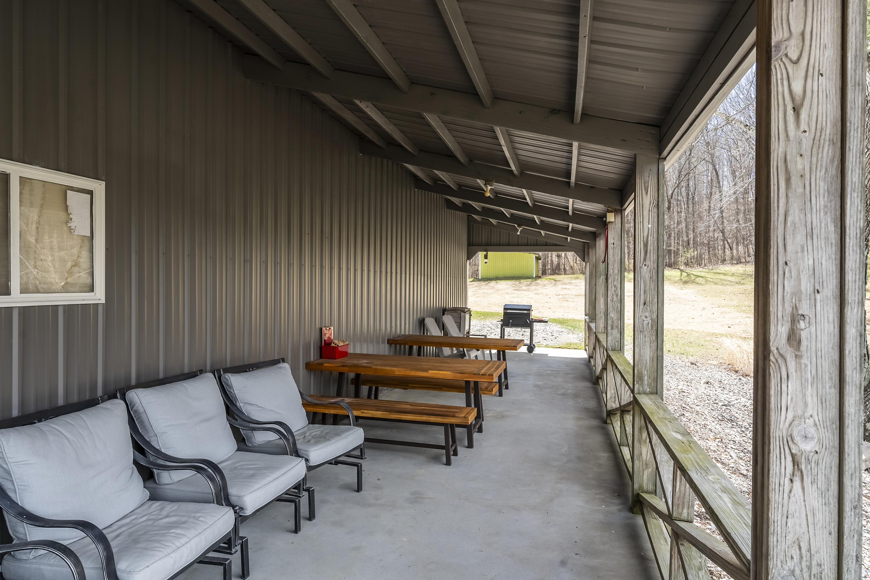 Covered porch for entertainment- seating for all