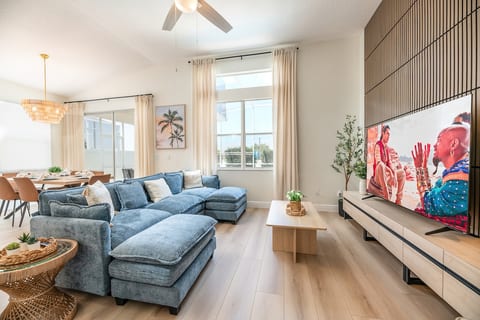 Open space concept living room with smart TV