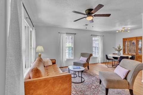 The open concept living room/dining space lend to hours of conversation. 