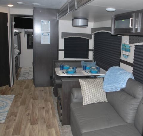 Cozy indoor dining area perfect for shared meals, board games, or catching up on work