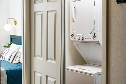 In-unit laundry makes longer stays or quick refreshes simple — detergent and dryer sheets included.