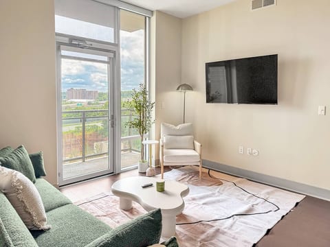 Calm Green Oak 2BR|2BTH – Tysons | Pool View Patio
