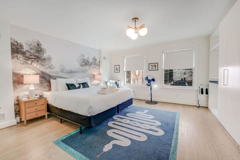 Main Bedroom: King Bed, Windows Overlooking Quiet Rear Patio.