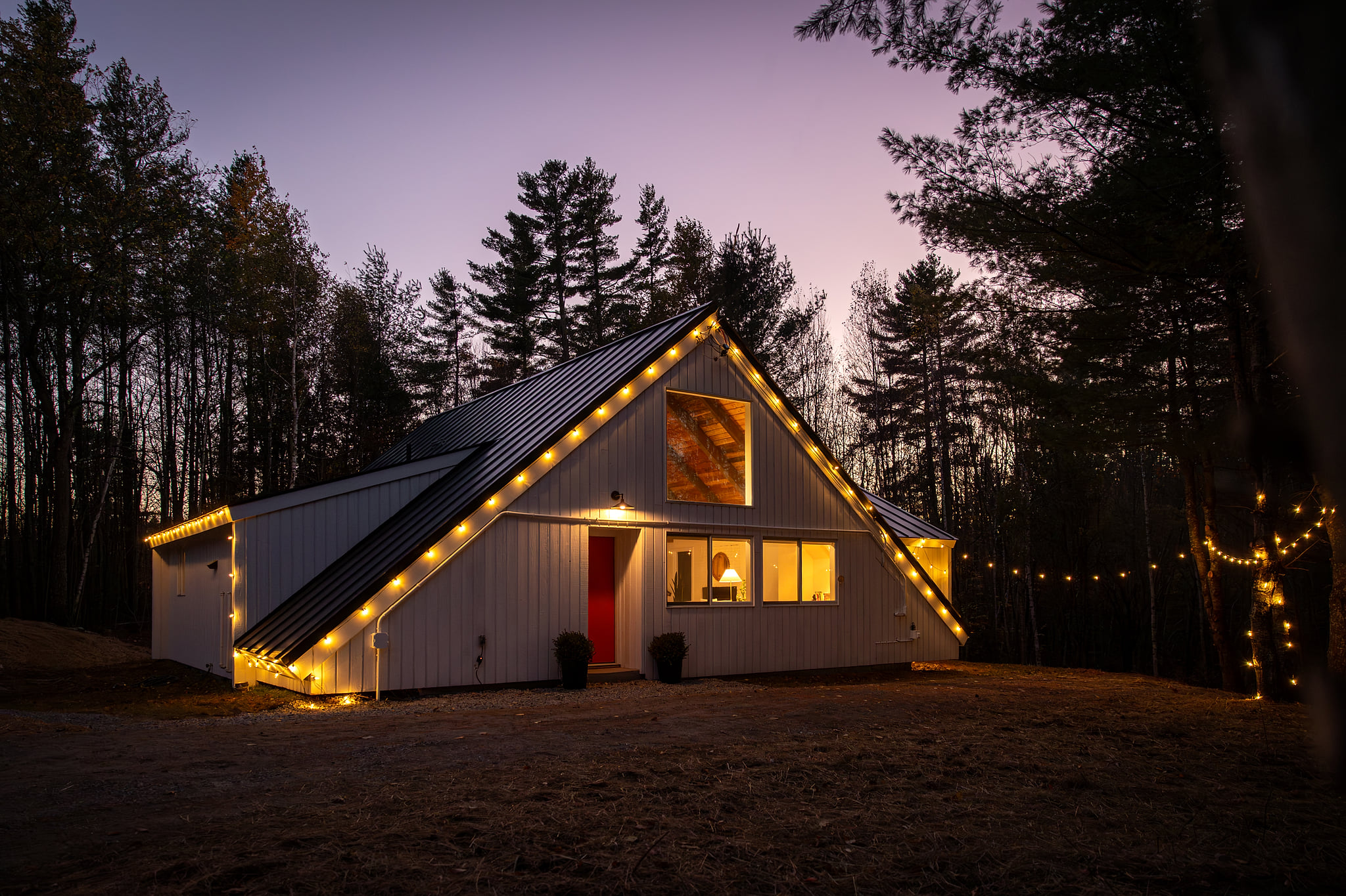 enjoy the A-Frame in the middle of the forest; just 7 minutes to base of Stratton mountain