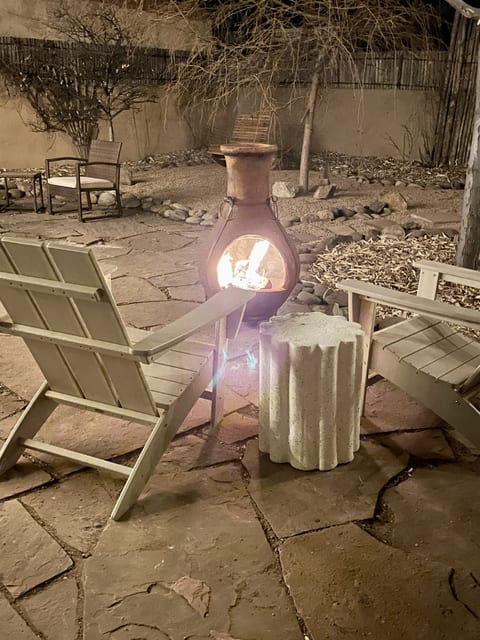 Chiminea for cozy evenings.