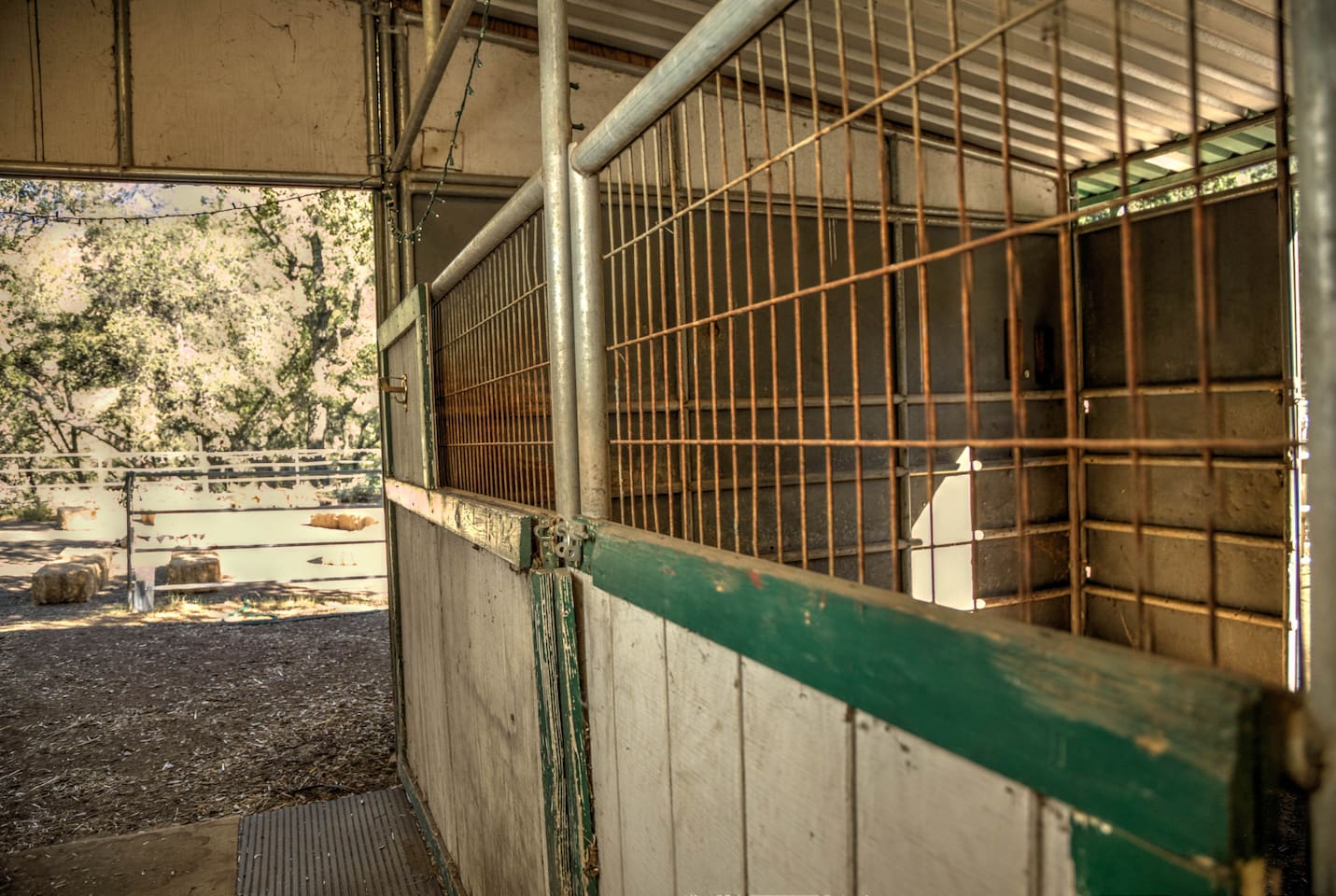 Stables looking out to corral