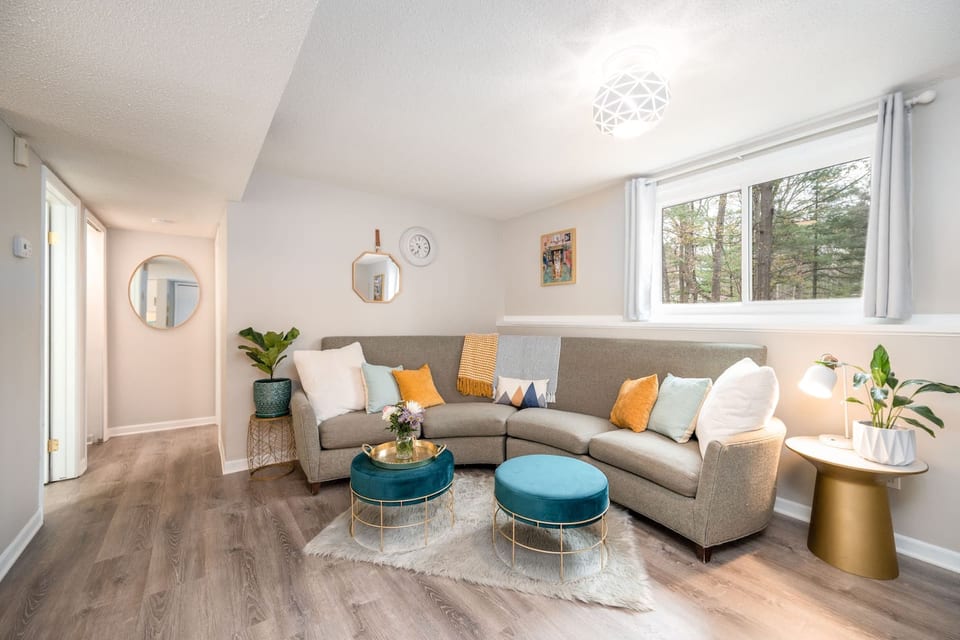 Bright, cozy, and retro modern. The plants are even real!
