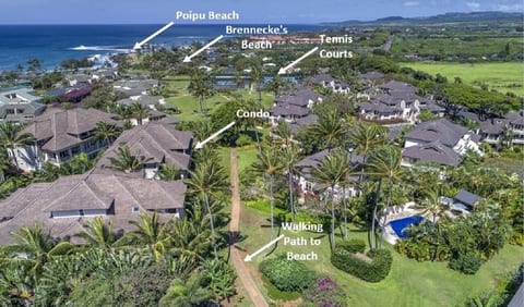 Short walk to the beach down a beautiful garden path.