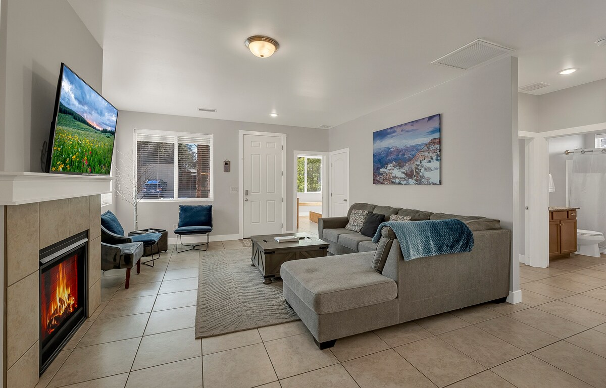 Large comfortable sectional sofa to relax, watch TV, read or play board games.