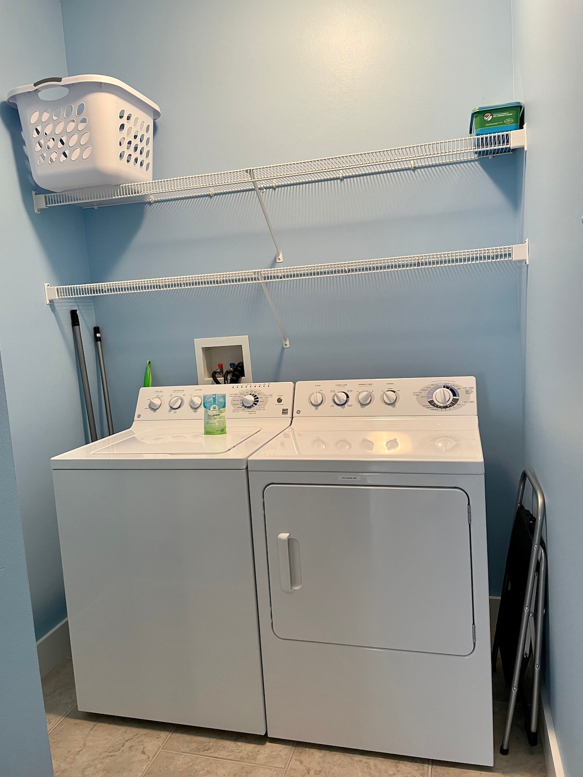 Full size washer and dryer on first floor