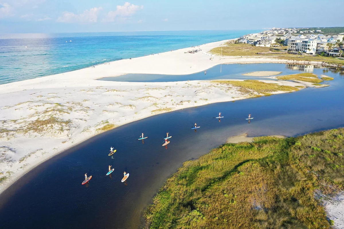 Stand up paddle board in our amazing coastal dune lake, Big Red Fish Lake (1.3 miles east of house).