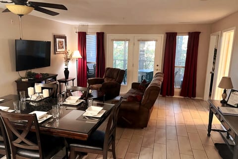 Open floor plan with a 55" TV