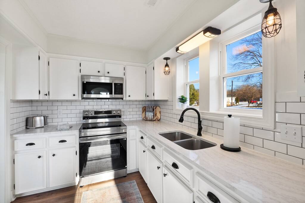 Kitchen with toaster paper towels 