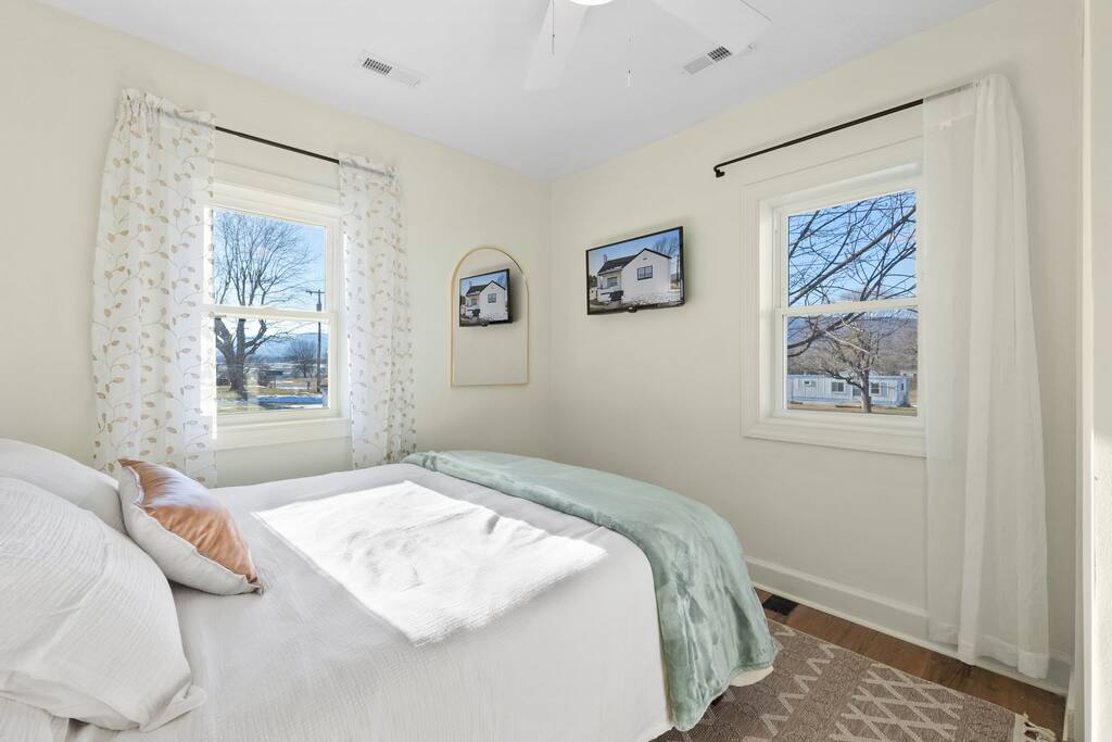 Queen bed with smart tv