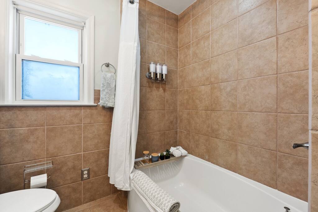 Downstairs bathroom. Shampoo, Conditioner and Body wash.  