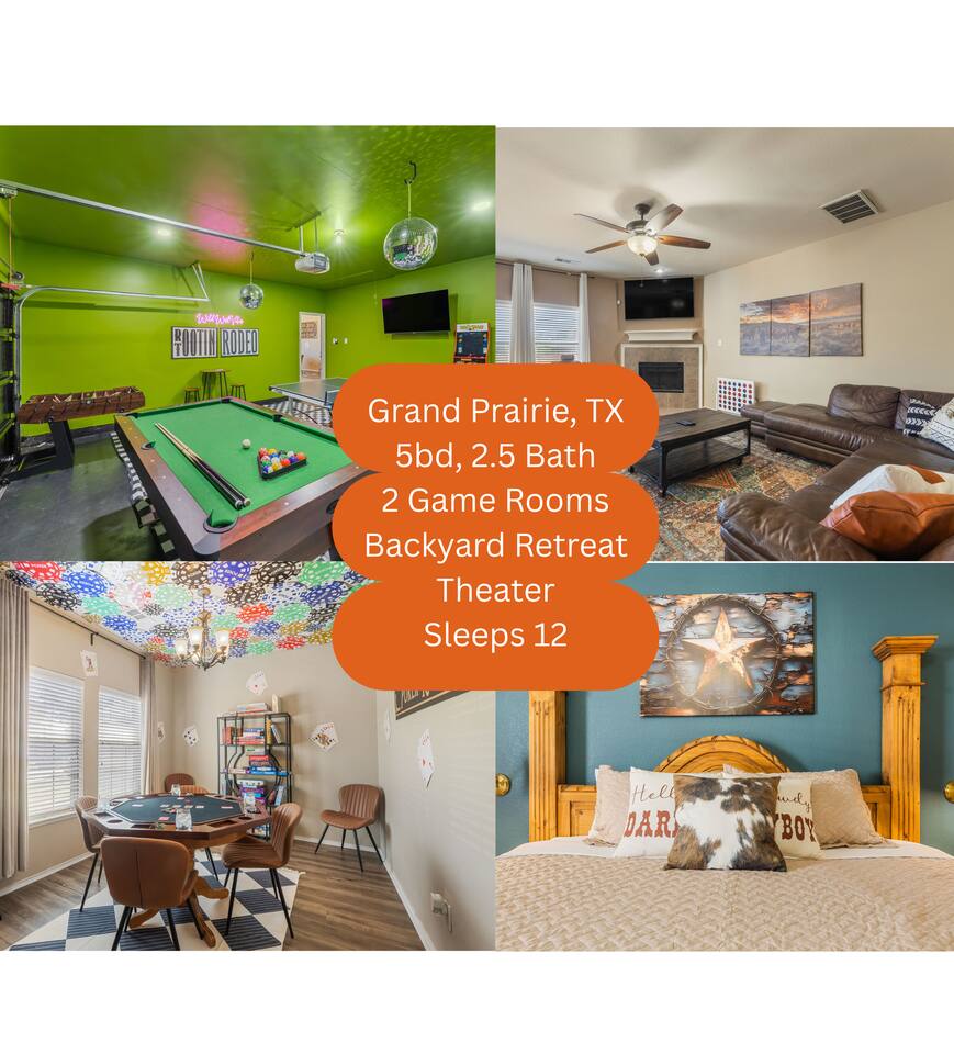 Near AT&T Stadium 12 person I Game Rooms I Backyard Re-treat I Theater
