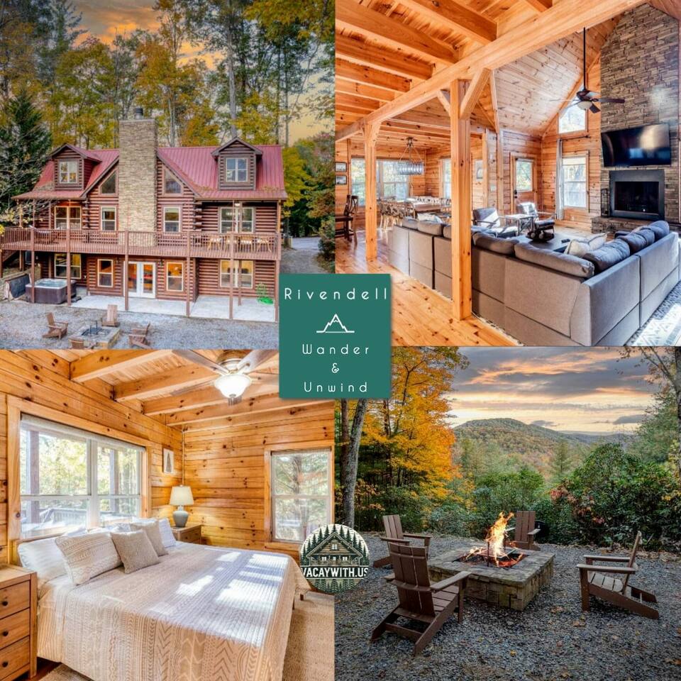 🌟5BR Modern Mountain Top Retreat 🌟 Jacuzzi & Firepit 🎮Million Dollar View 🌄 Gigabit Internet 📶