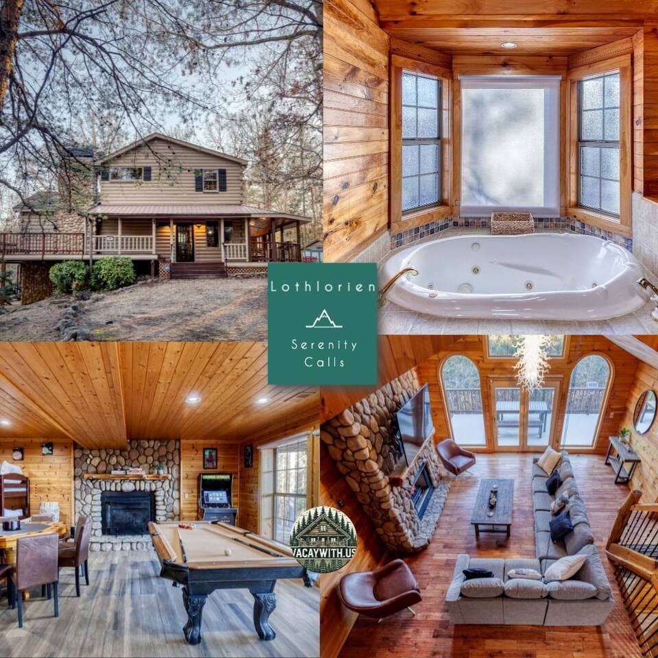 Gorgeous 6BR Cabin w/Spa , Firepit🪵, Arcade & Mountain View   - Mineral Bluff
