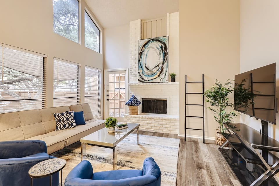 Enjoy the high ceiling family room