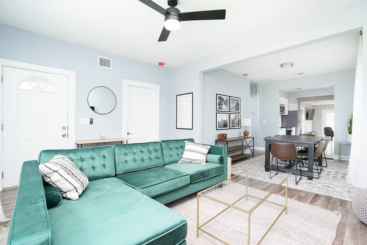 Indulge in the serenity of our inviting living room, featuring plush seating and charming decor.