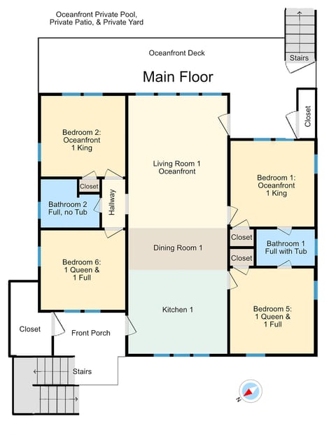 Lavish Accessible, On Ocean, 4 King Beds, Huge Private Pool, Yard, Spa, Patio, BBQ, & Game Tables