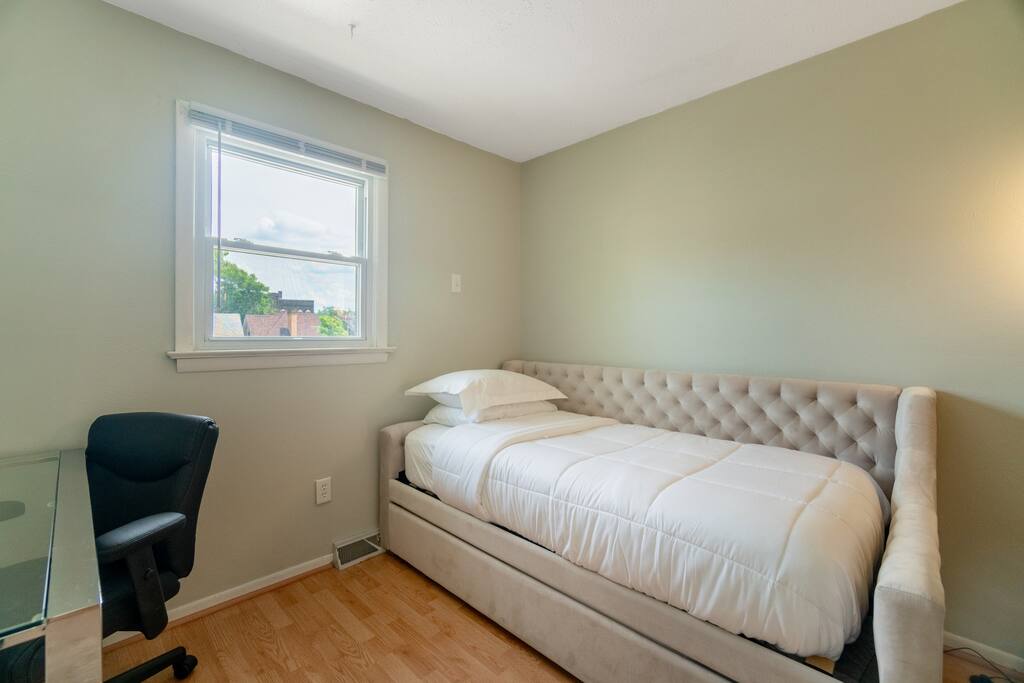 A convenient dedicated workspace and comfy office chair are available for business travellers.