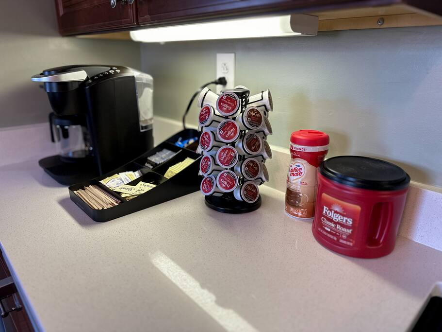 Plenty of coffee supplies provided for your stay!