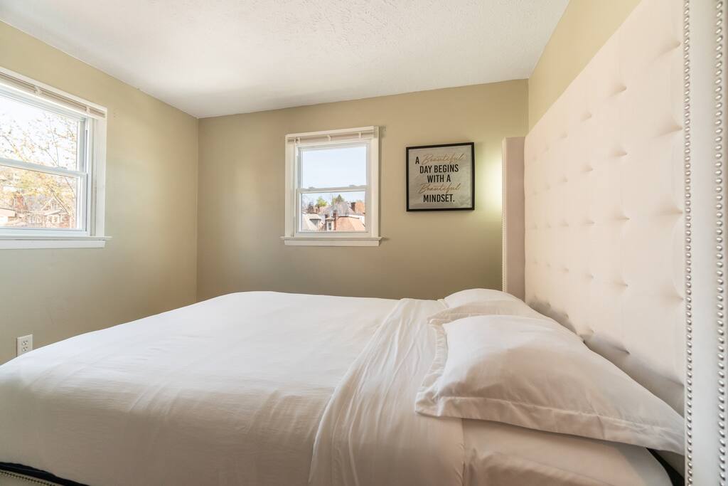 This bedroom comes with room darkening shades if you need to get some daytime rest.