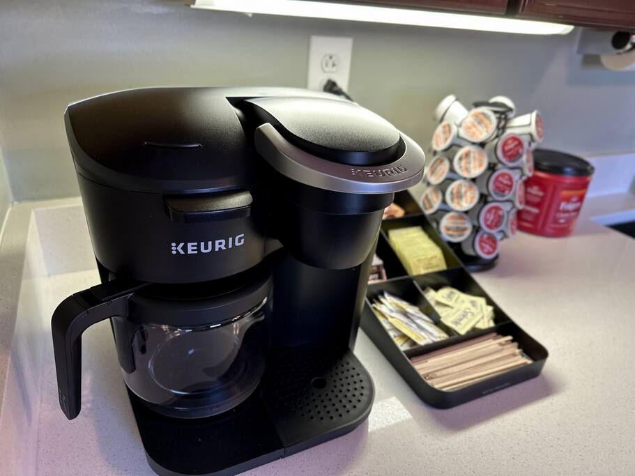 Our coffee station provides a variety of coffee and tea for your stay.