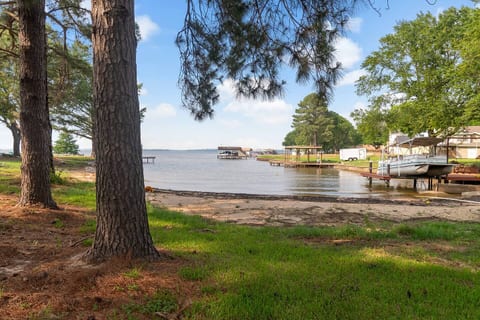 Large tress near the water front make for beautiful view