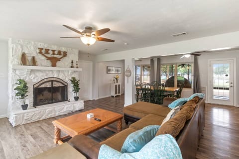 Spacious living room with lake views!