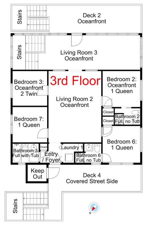Phenomenal Oceanfront Centrally Located Huge 4k sq ft Home w Private Pool, Yard, Patio, 4 Decks, Gameroom