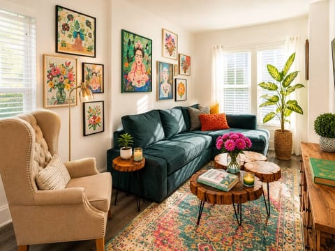 Cozy Couples Artsy Retreat with Local Art Walkable