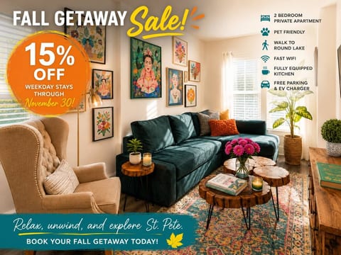 Cozy Couples Artsy Retreat with Local Art Walkable
