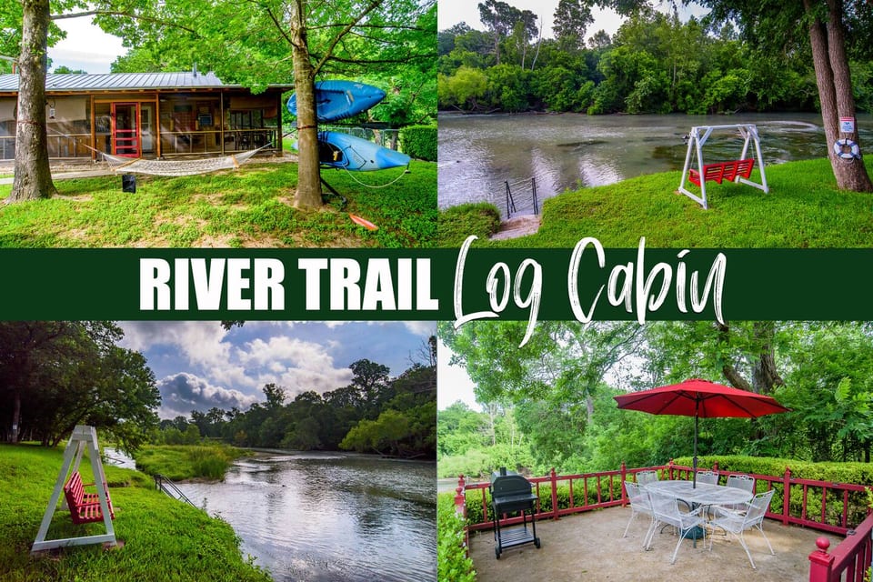 River Trail Log Cabin by Lake Life Vacation Rentals in Seguin Texas: quiet home in the country on the Guadalupe River