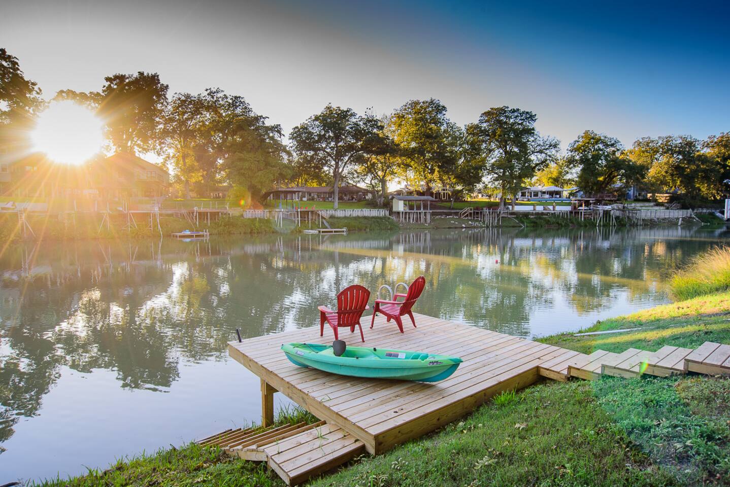 Fish Haus is located in Seguin, Texas on the Guadalupe River-Lake Placid: Great for tubing, kayaking and fishing. Water levels are up to 9 ft in some areas in the middle. 