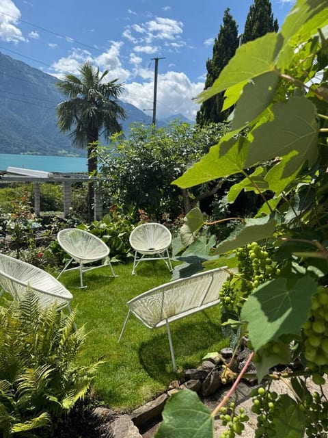 Secluded garden lounge with lake views – perfect for sunset drinks