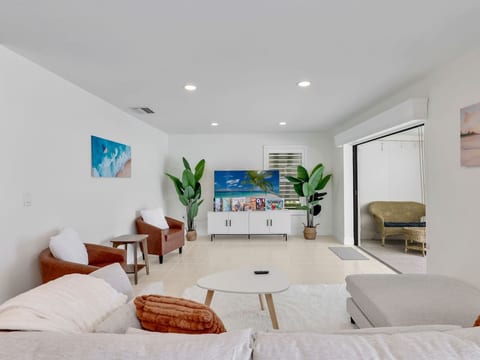 View from the dining room into the living room