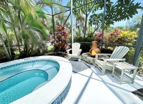 The perfect place to end your day. Enjoy a warm fire and a relaxing soak in your private jacuzzi.