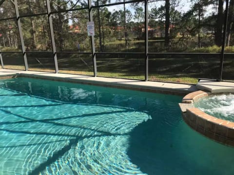 Beautiful south-facing pool with spa