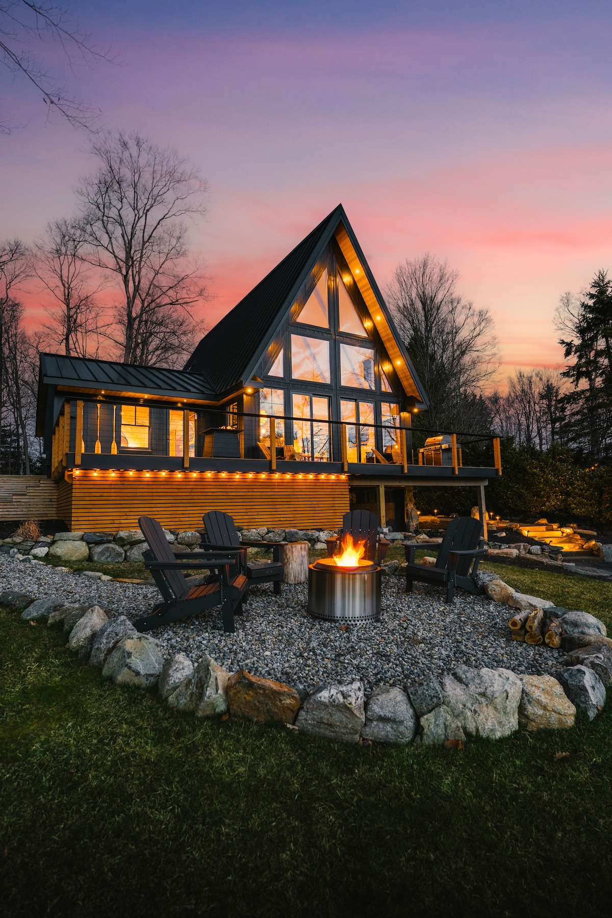 A-Frame private lake Hot Tub + Lakefront Views NJ image 1